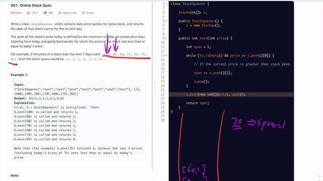 LeetCode 901 Java | OO Design | Monotonic Stack смотреть онлайн