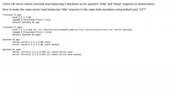 SFTP configuration through HAProxy loadbalancing