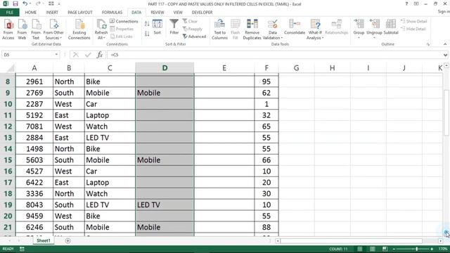 PART 117 - COPY AND PASTE VALUES ONLY IN FILTERED CELLS IN EXCEL (TAMIL) | Kallanai YT смотреть онлайн