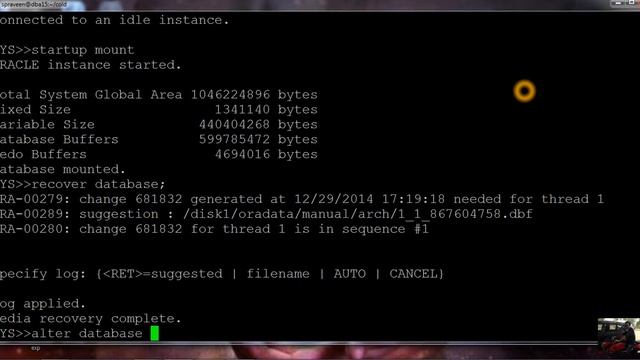 coldbackup in ORACLE смотреть онлайн