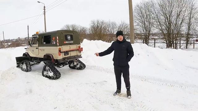 Обзор снегоуборщик на базе ЛуАЗа на гусеницах. крабовый ход смотреть онлайн