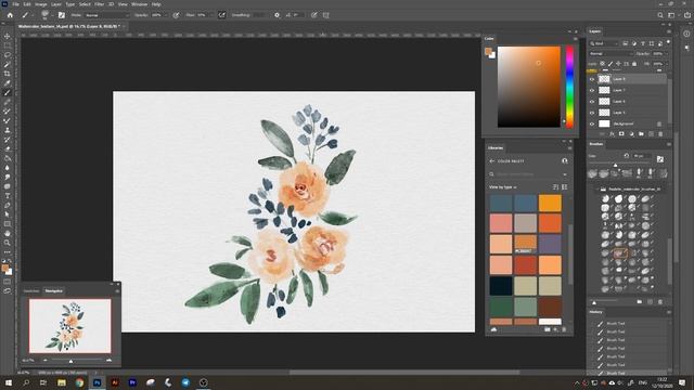 Speed painting watercolor bouquet in Adobe Photoshop. Brushes by @TheArtofJenteva смотреть онлайн