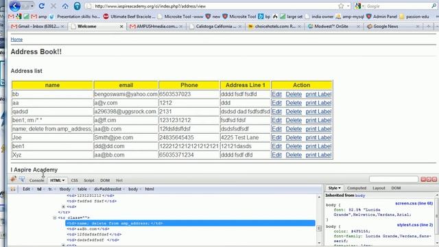 PHP Tutorial 93 Address book project Part 3 смотреть онлайн