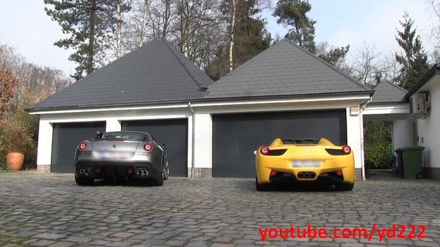 Ferrari 599 GTO and 458 Spider: LOUD rev battle ! 1080p HD смотреть онлайн
