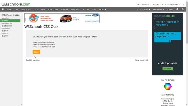 W3Schools Certification | CSS Quiz | Quiz on the language of Web Design смотреть онлайн