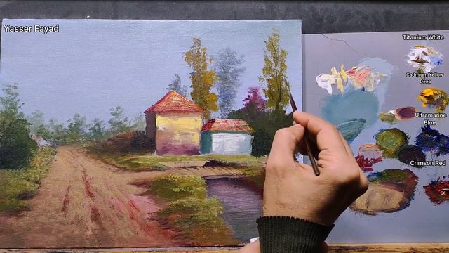 How I Paint Landscape Just By 4 Colors Oil Painting Landscape Step By Step 34 By Yasser Fayad смотреть онлайн