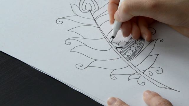 Видеоурок Перо Жар птицы. Графика, зенарт, дудлинг. Zenart, Doodling.