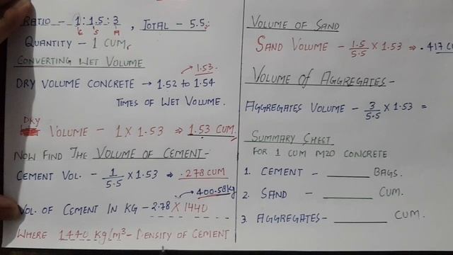 How to calculate Cement, Sand & Aggregates in M20 grade Concrete | Cement in Concrete Grade | смотреть онлайн
