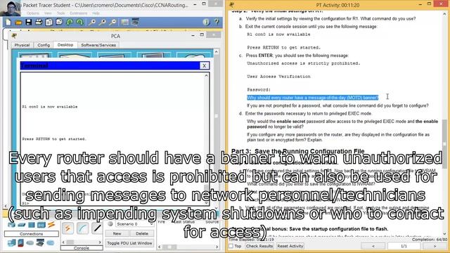 6.4.1.3 Packet Tracer - Configure Initial Router Settings смотреть онлайн