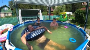 Влог из бассейна на даче//Каркасный бассейн INTEX 300×76//Жизнь на даче//Семейный канал//Голдобины