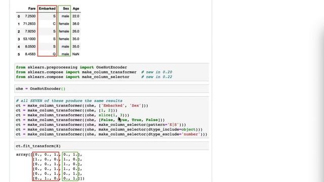 Seven ways to select columns using ColumnTransformer смотреть онлайн