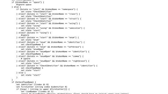 tcl script to parse C++ source code for type identifiers смотреть онлайн