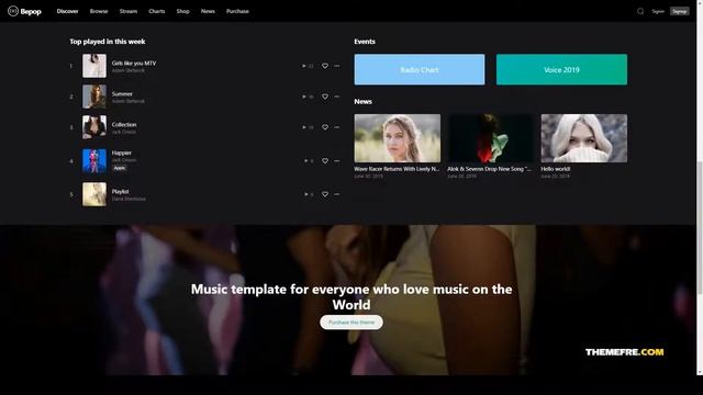 Bepop - Non-stop Music WordPress Theme music wordpress audio template Build Website смотреть онлайн