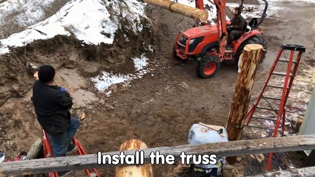 Berm shed truss - round wood timber framing смотреть онлайн