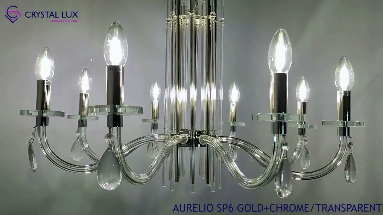 Люстра AURELIO SP6 GOLD+CHROME TRANSPARENT смотреть онлайн