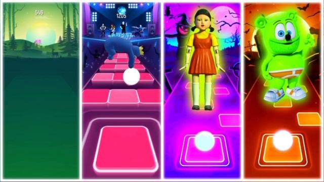 Oddbods vs Rainbow Friends vs Squid Game Doll vs Gummy Bear | Tiles Hop EDM Rush – Best Music Game смотреть онлайн