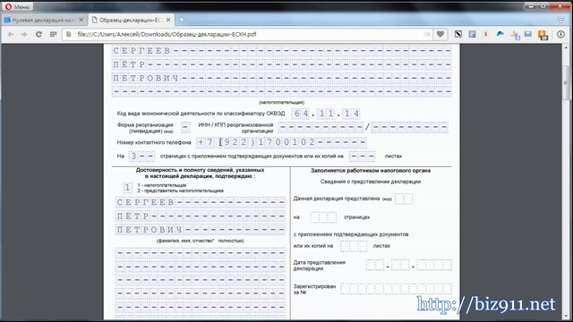 Нулевая декларация ЕСХН
