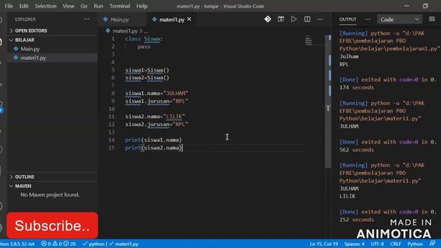 MUDAH BELAJAR PBO DENGAN PYTHON BAGIAN 9A ( KELAS, KONSTRUKTOR DAN OBJEK ) смотреть онлайн