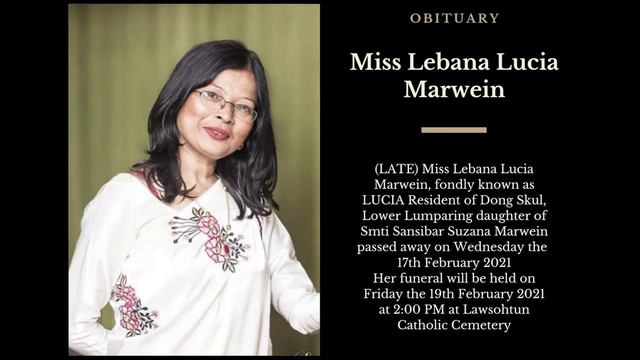 Obituary - Miss Lebana Lucia Marwein смотреть онлайн