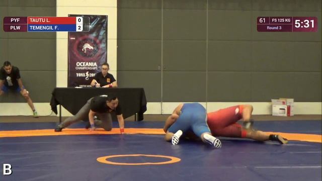 Round 3 FS - 125 kg: L. TAUTU (PYF) v. F. TEMENGIL (PLW) смотреть онлайн