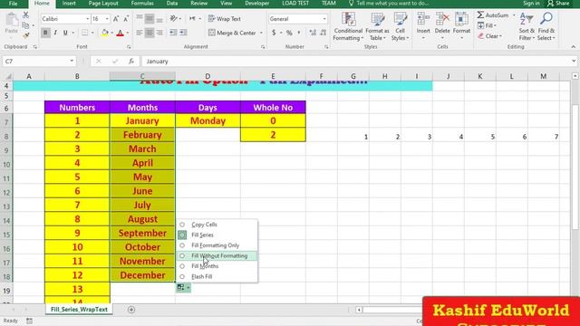 Fill Series With Auto Fill Options And Wrap Text || 20?22 || By Kashif Eduworld #excel смотреть онлайн