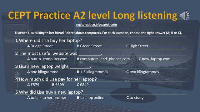 CEPT Practice A2 Level Long Listening about computers смотреть онлайн