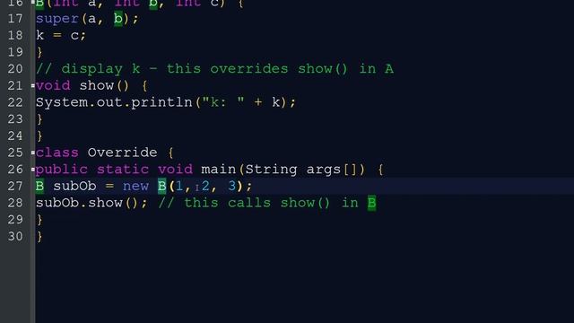 Method Overriding java program explained in English смотреть онлайн