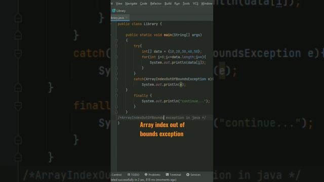 array index out of bounds exception in java смотреть онлайн