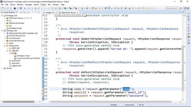 04 Create Register Servlet смотреть онлайн