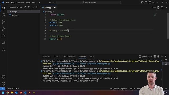 PyGame Zero: Gem Collector - Installing and the ship (Part 1/4) смотреть онлайн