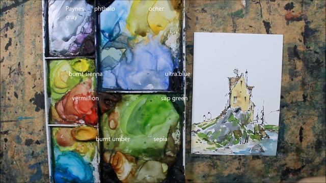 Line and Wash Sketch card In Full Real Time crooked lines by Nil Rocha смотреть онлайн