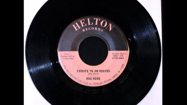 MAC HERD - Tribute to Jim Reeves [Country - 1960s] смотреть онлайн