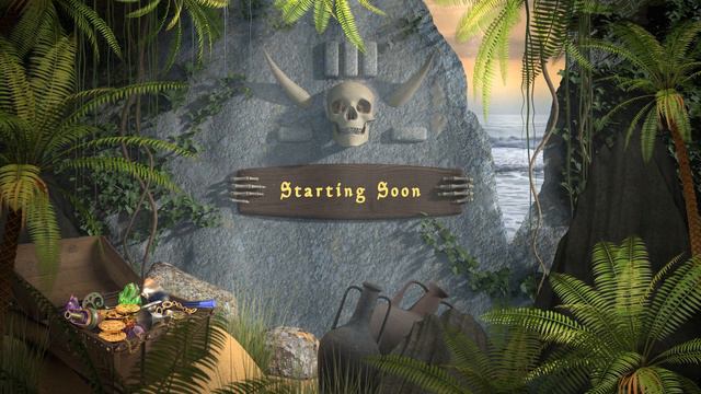 Pirate Twitch Overlay, Stream Screens, Starting Soon, Sea Pirate Cave Treasure, Vtuber Background смотреть онлайн