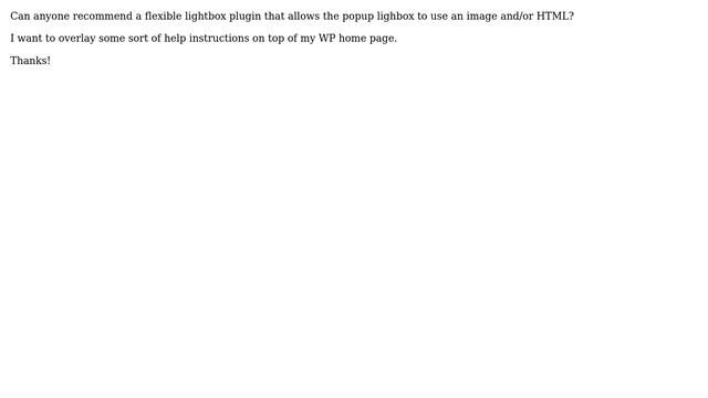 Wordpress: Recommend a flexible lightbox that allows an image or HTML to be used смотреть онлайн