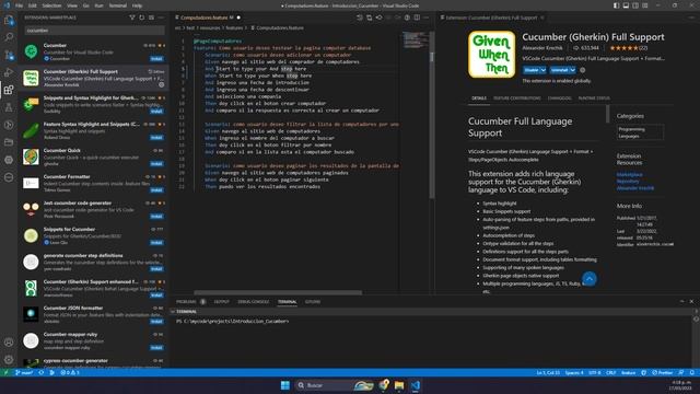 Curso de VSCode | (Extensiones) Como Configurar Cucumber - Gherkin (Reconocer Sintaxis) en VSCode смотреть онлайн