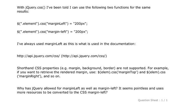 CSS : jQuery.css() - marginLeft vs. margin-left? смотреть онлайн
