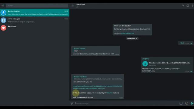 Cara menggunakan Bot Link To Files | Download File ditelegram смотреть онлайн