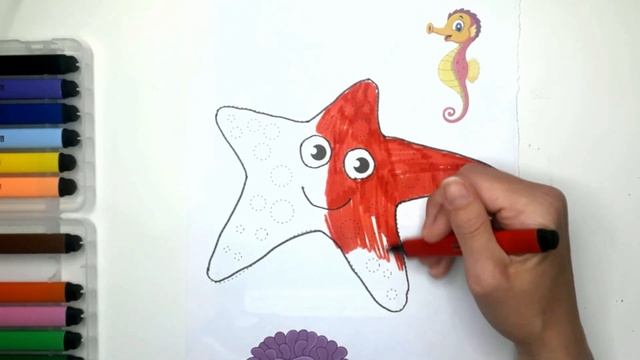 Draw and color a starfish | Рисуем и раскрашиваем морскую звезду | एक तारामछली बनाएं और रंग दें смотреть онлайн