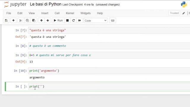 1. COMANDI BASE Python: help, print, calcoli, i diversi tipi di errore (CORSO BASE Python 2021 ITA) смотреть онлайн