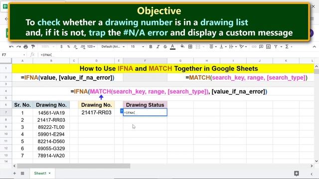 Google Sheets | IFNA Function | Trap #N/A Error | MATCH Function | Example | Spreadsheet Tutorial смотреть онлайн