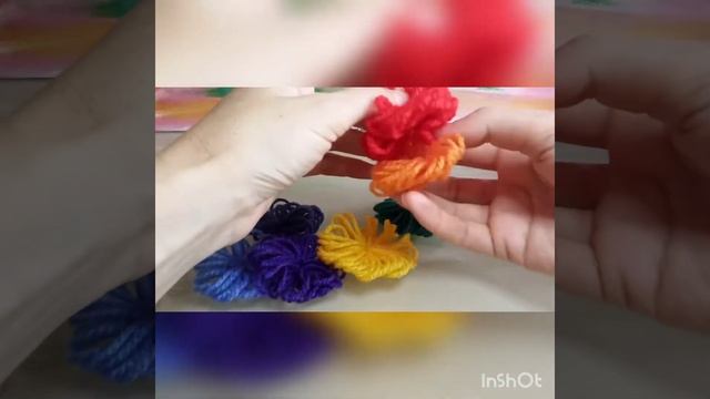 DIY Поделки ПРОСТО Нежный Букет цветов из ниток | DIY ideas wool flowers handmade #diy #woolcraft смотреть онлайн