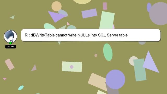 R : dBWriteTable cannot write NULLs into SQL Server table смотреть онлайн
