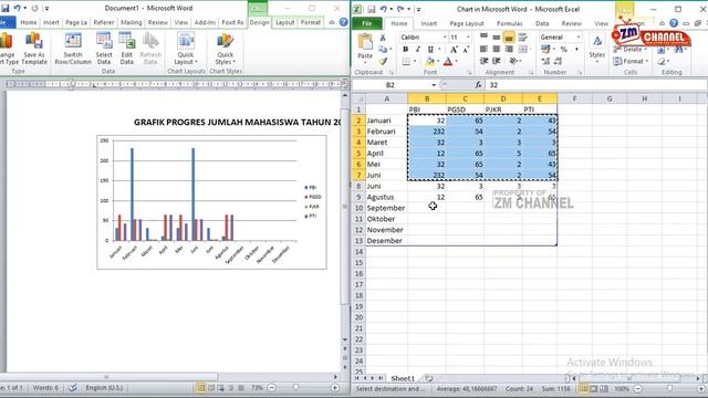 cara membuat grafik di word dengan data di excel смотреть онлайн