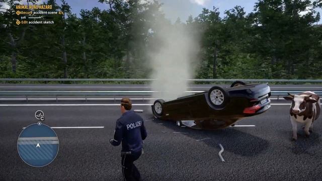 Autobahn Police Simulator 3 Cows Block Road And Car Accident