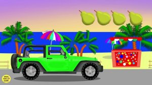 Развивающие мультики про машинки. Джип: цифры, буквы, фрукты