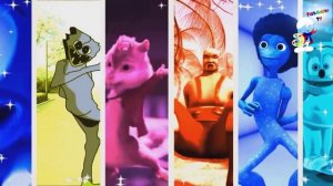 Все герои мультиков танцуют вместе - Танцевальный разноцветный Челлендж мультяшек