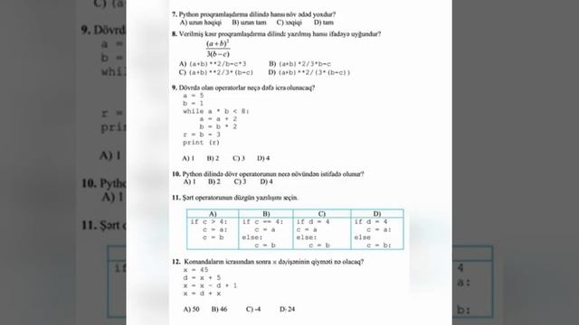 İnformatika 8-ci Sinif , KSQ-1,2,3,4,5,6 Sualları Və CAVABLARI