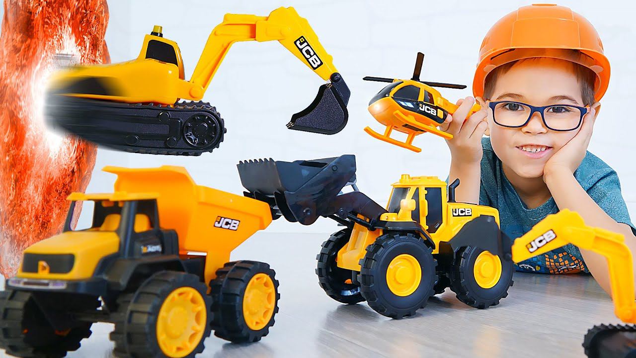 Глеб НАШЕЛ игрушечные МАШИНЫ JCB из портала и играет в строителя / Erik Show смотреть онлайн