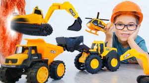 Глеб НАШЕЛ игрушечные МАШИНЫ JCB из портала и играет в строителя / Erik Show
