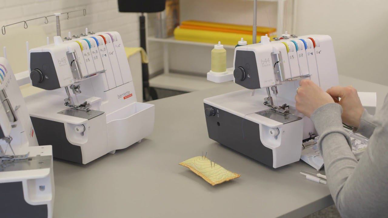 B48 + B44 + B42 Инструкция – замена игл и заправка нити в иглу с помощью нитевдевателя 6⁄15